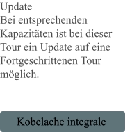 Update Bei entsprechenden Kapazitäten ist bei dieser Tour ein Update auf eine Fortgeschrittenen Tour möglich.    Kobelache integrale Kobelache integrale